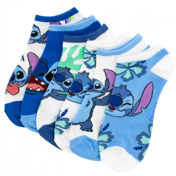 Lilo & Stitch 891675 Rainbows & Flowers Womens Ankle Socks - 6 Pair