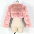 thumbnail image 5 of Bcresic Clearance Sale,Furry Crop Jackets for Women Shaggy Crew Neck Cropped Winter Coat Fluffy Faux Fur Jacket Fashion Long Sleeve Fuzzy Outerwear(Pink,M), 5 of 5