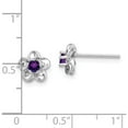 thumbnail image 5 of Sterling Silver Rhodium-Plated Floral Amethyst Post Earrings (14.5 X 8) Made In China qbe30am, 5 of 6