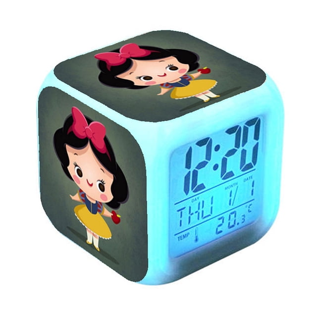 Despertador digital LED Blancanieves cuadrado de 8 x 8 x 8 cm