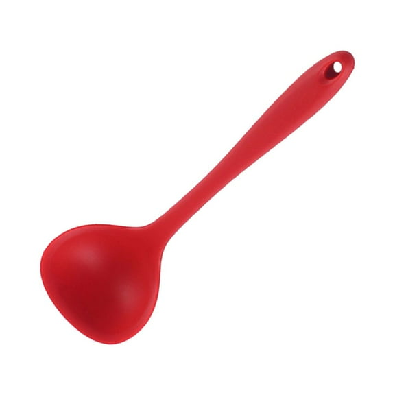 Milisten Red Silicone Soup Spoon for Food Serving with Anti Scald Non Stick Feature
