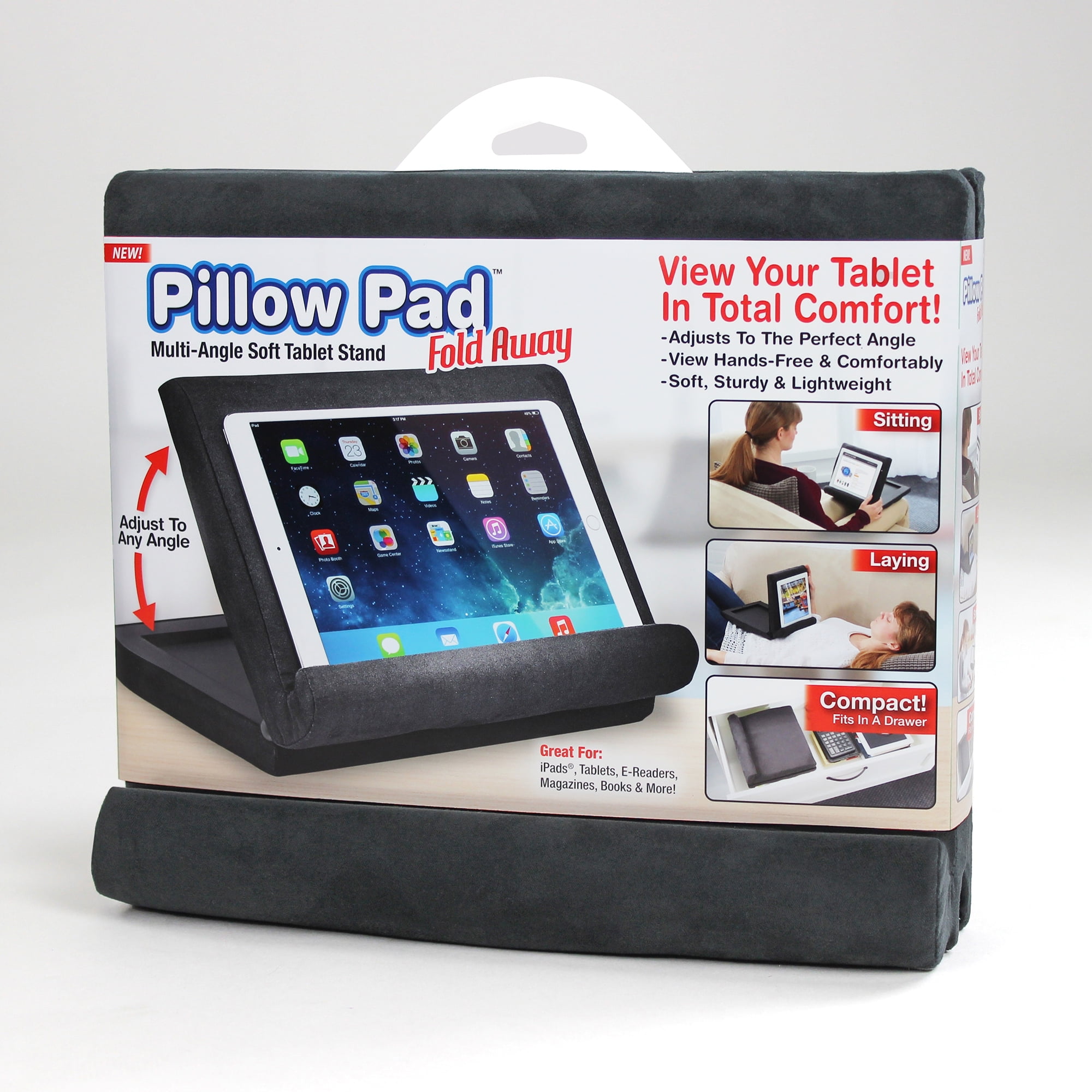 Pillow Pad Fold Away Soft Tablet Stand, For iPads Books & More, As Seen On TV