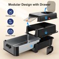 thumbnail image 5 of Stainless Steel Cat Litter Box with Lid, Foldable Enclosed Litter Box, Extra Large Metal Litter Box with Scoop and Mat, 24"*16.1"*16.1", Black, 5 of 9