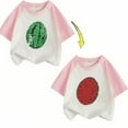 thumbnail image 2 of XQYLOS Toddler Kids Boys Girls Flip Sequins T-Shirt Watermelon Print Short Sleeve Summer Top for Children Clothes, 2 of 3