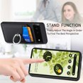 thumbnail image 4 of Carbon Fiber Patterned Case for Google Pixel 6, Wallet case with [360°Rotation Ring Kickstand] Credit Card Holder,PU Leather Shockproof Cover Women Men for Google Pixel 6, Black, 4 of 8