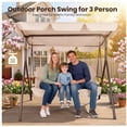 thumbnail image 2 of GVDV 3-Seat Steel Porch Swing with Adjustable Canopy and Cushions, Beige, 2 of 8