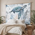 thumbnail image 3 of Coastal Sea Turtle Tapestry for Bedroom Wall Hanging Tapestry, Summer Ocean Coral Conch Ceiling Backdrop Tapestries Poster Blanket Wall Decor for Teens Room Living Room Dorm 59" x 90", 3 of 8