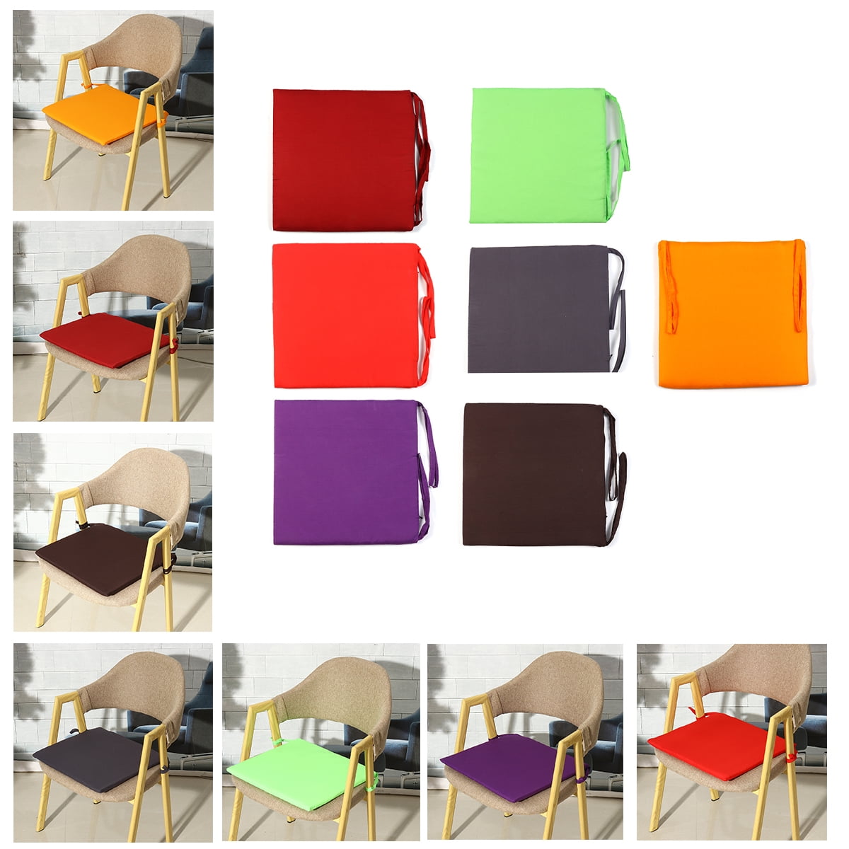 4Pcs 15x15'' Dining Chair Seat Pads Cushion Mat Pad With Tie Soft