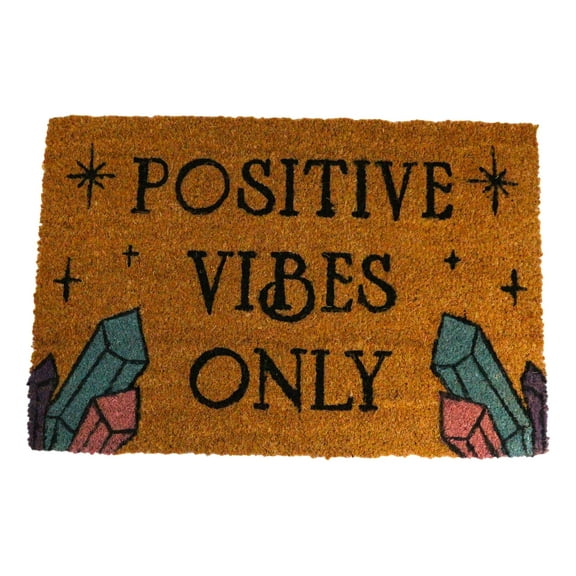 Positive Vibes Only Crystals Wicca Magic Coir Coconut Fiber Floor Mat Doormat