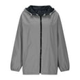 thumbnail image 6 of Women's Lightweight Softshell Compression Jacket Solid Hooded Windproof Waterproof Cuffed Long Sleeve Zip Up Packable Windbreaker with Pockets Gray XXL, 6 of 9