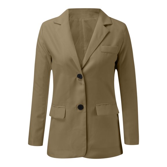 Vedolay Suit Jackets for Women Fall Fashion 2023 Casual Blazers Long Sleeve Work Suit Jackets with Pockets,Khaki XL