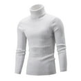 thumbnail image 2 of Miluxas Men's Slim Fit Basic Turtleneck Long Sleeve Lightweight Pullover Sweaters Casual Knitted Tops White, 2 of 3