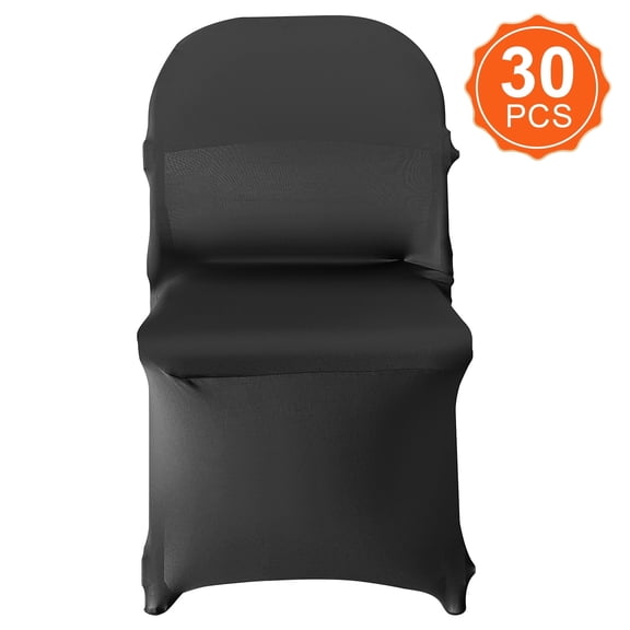 Stretch Spandex Folding Chair Covers – Universal Fitted Washable Slipcovers for Weddings, Parties & Christmas(30PC/Black)
