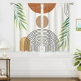 thumbnail image 4 of Boho Mid Century Small Kitchen Curtains Modern Abstract Window Treatment Leaf Rod Pocket Cafe Short Window Curtains for Bathroom Dining Laundry Room Bohemian Tier Treatment Drapes 26x36 inch, 4 of 6