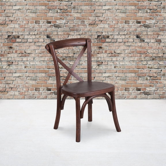 Emma   Oliver Stackable Kids Mahogany Wood Cross Back Chair