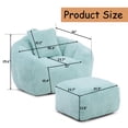 thumbnail image 3 of MDQMD 45"Giant Bean Bag Chair with Ottoman Pillow Armrest Ultra Soft Fluffy Faux Fur Oversized Comfy Lazy Sofa Memory Foam Floor Sofa Chair for Adults Living Room Bedroom Gaming Light Blue, 3 of 9