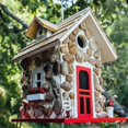 thumbnail image 3 of MANNYA Wild Bird House Wooden Birdhouse Woodland Cabin for Small Birds with Rope, 3 of 8