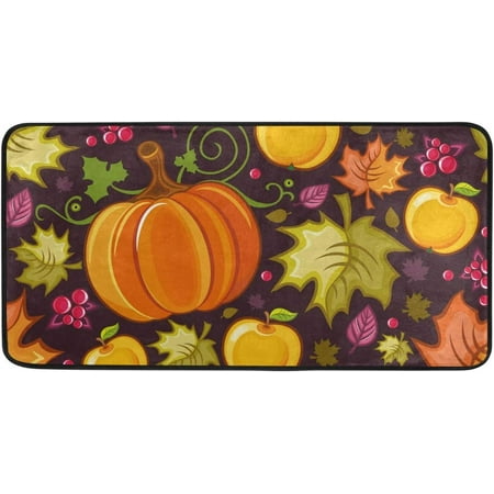 

BESTKITTY Kitchen Mat Autumn Pumpkins Apples Kitchen Rug Mat Anti-Fatigue Comfort Floor Mat Non Slip Oil Stain Resistant Easy to Clean Kitchen Rug Bath Rug Carpet for Indoor Outdoor Doormat