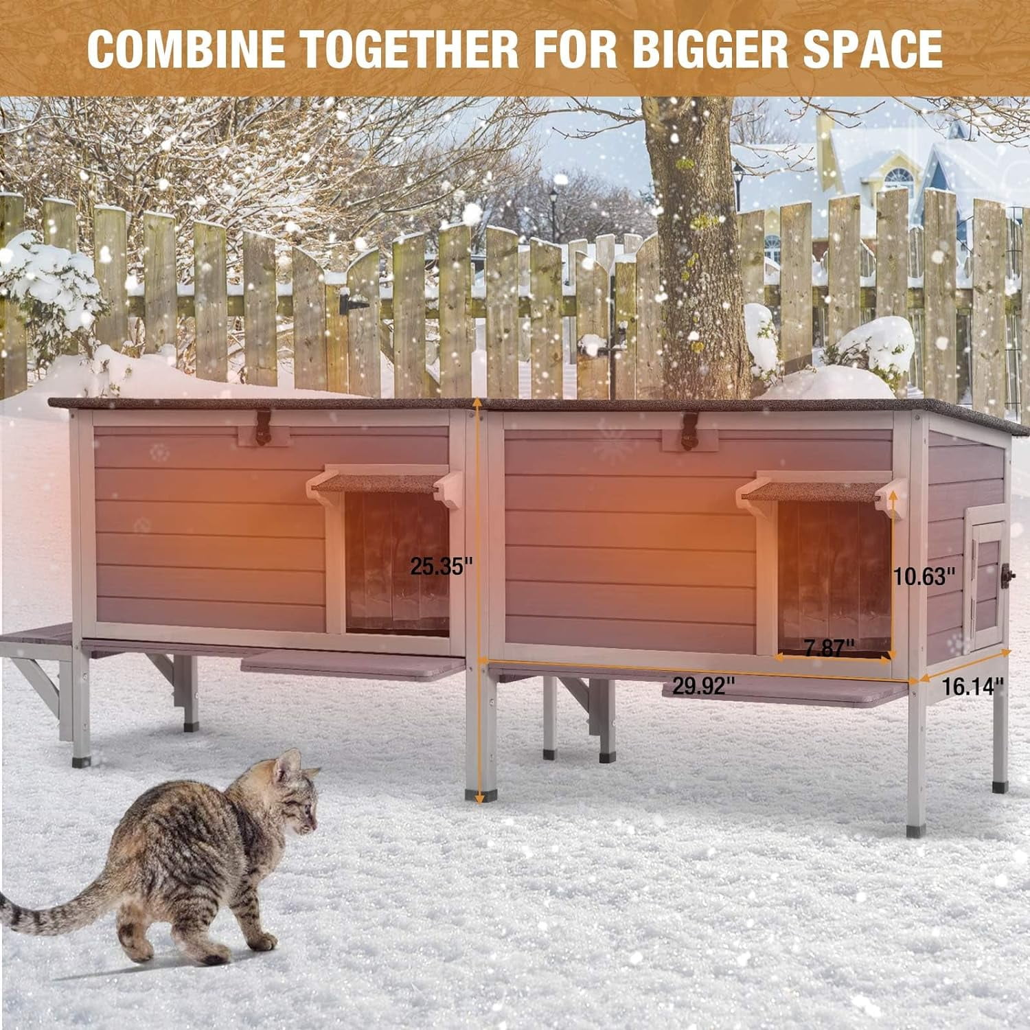 MEDEHOO Outdoor Cat House Insulated, Weatherproof Feral Cat Shelter for Winter Cat Condos for Outdoor Cats-100% Insulated Liner