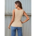 thumbnail image 5 of Women'S Summer Square Neck Casual Ribbed Knit Sleeveless Tank Top Apricot L, 5 of 6