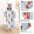 thumbnail image 4 of Wearable Blanket with Sleeves and Pocket Oversized Hooded Sweatshirt 3-14 YR Strawberry S, 4 of 7