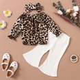 thumbnail image 4 of Xingqing 3PCS Toddler Infant Baby Girls Leopard Print Long Sleeve Tops Solid Color Flared Long Pants Sets, 4 of 10