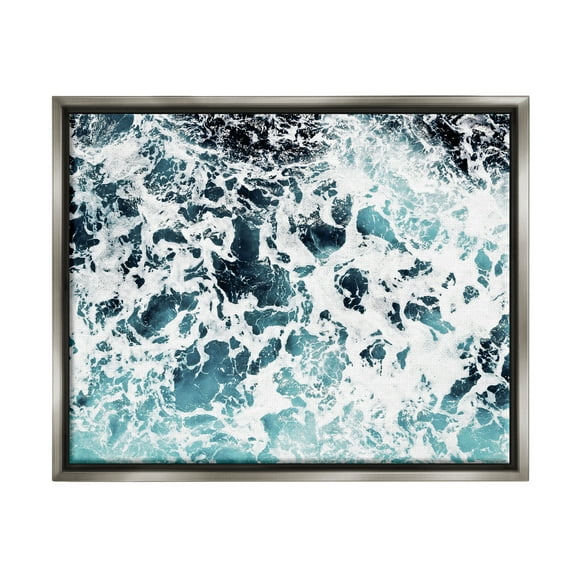 Stupell Industries Abstract Ocean Foam Pattern Nature Painting Gray Floater Framed Art Print Wall Art, 21 x 17