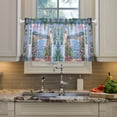 thumbnail image 2 of Yayeee Kitchen Curtains Tier Pair Light Filtering 27"x24" Rod Pocket Short Cafe Window Panel, Blue Floral Window, 2 of 7