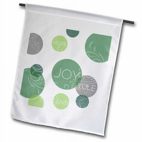 3dRose, Modern Geometric Circles in Shades of Green Holiday Joy and Hope, 18 x 27 inch Garden Flag