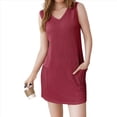 thumbnail image 2 of Vestido de Verano Sin Mangas con Escote en V Color Rojo Vino M, 2 of 7