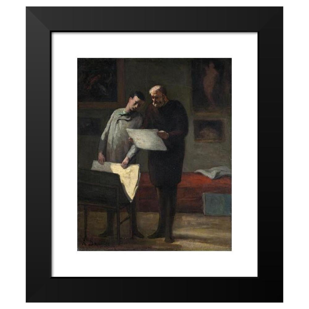 Honoré Daumier 20x24 Black Modern Framed Museum Art Print Titled - Advice to a Young Artist (1865-1868)