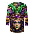 thumbnail image 4 of QATAINLAV Limited Time Deals Of The Day Womens 3/4 Sleeve Tops Casual Crew Neck T Shirts Trendy Cute Floral Print Blouses Dressy Fall Basic Tops Multicolor L, 4 of 6