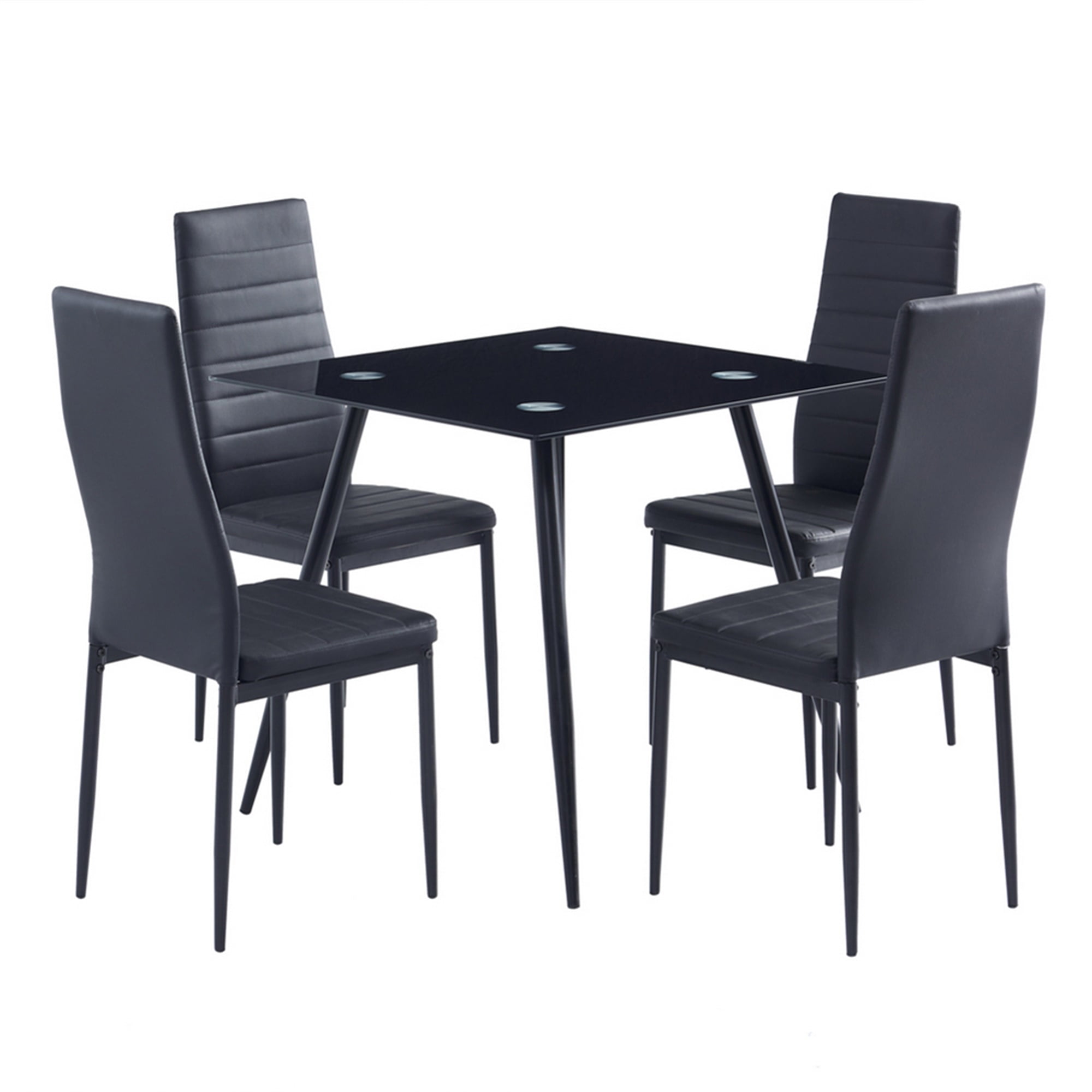 Kepooman Modern PU Dining Chairs Set of 4, Texture High Backrest Dining Chairs, kitchen Side Chairs for Kitchen Living Room Bedroom, Black Kepooman Modern PU Dining Chairs Set of 4, Texture High Backrest Dining Chairs, kitchen Side Chairs for Kitchen Living Room Bedroom, Black