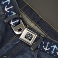 thumbnail image 2 of Buckle-Down Belt, Seatbelt Buckle Belt, Anchor Flip Close Up Navy Baby Blue White, Youth 22 to 32 Inches, 2 of 9