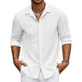 thumbnail image 1 of ZAXARRA Chemise Homme Col à Manches Longues Col Rabattu Chemise Boutonnée Solide Automne Casual Daily Tops Streetwear, 1 of 4