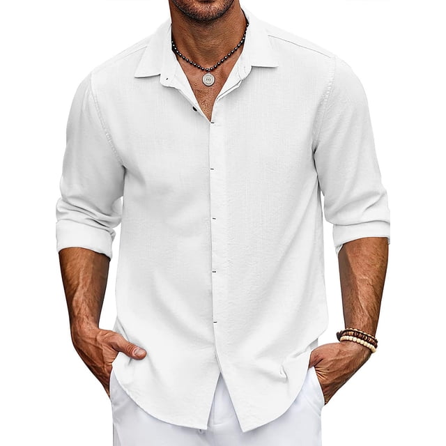 ZAXARRA Chemise Homme Col à Manches Longues Col Rabattu Chemise Boutonnée Solide Automne Casual Daily Tops Streetwear