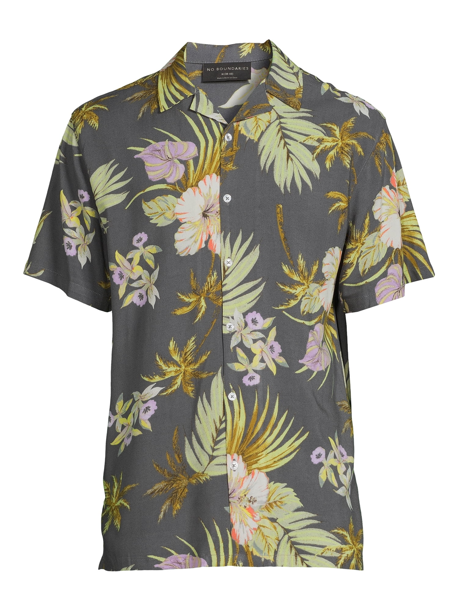 No Boundaries Men's and Big Men's Printed Shirt with Short Sleeves