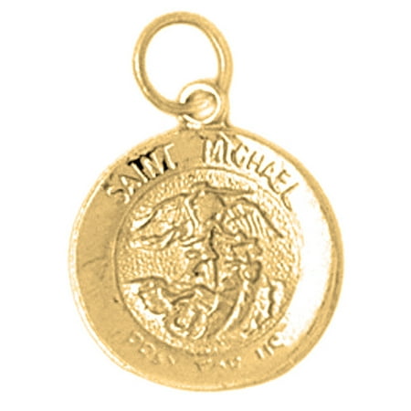 18K Yellow Gold Saint Michael Pendant - 20 mm