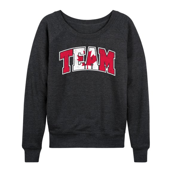 Instant Message - Team Canada Women's Lightweight French Terry Wide Neck Long Sleeve Graphic Shirt