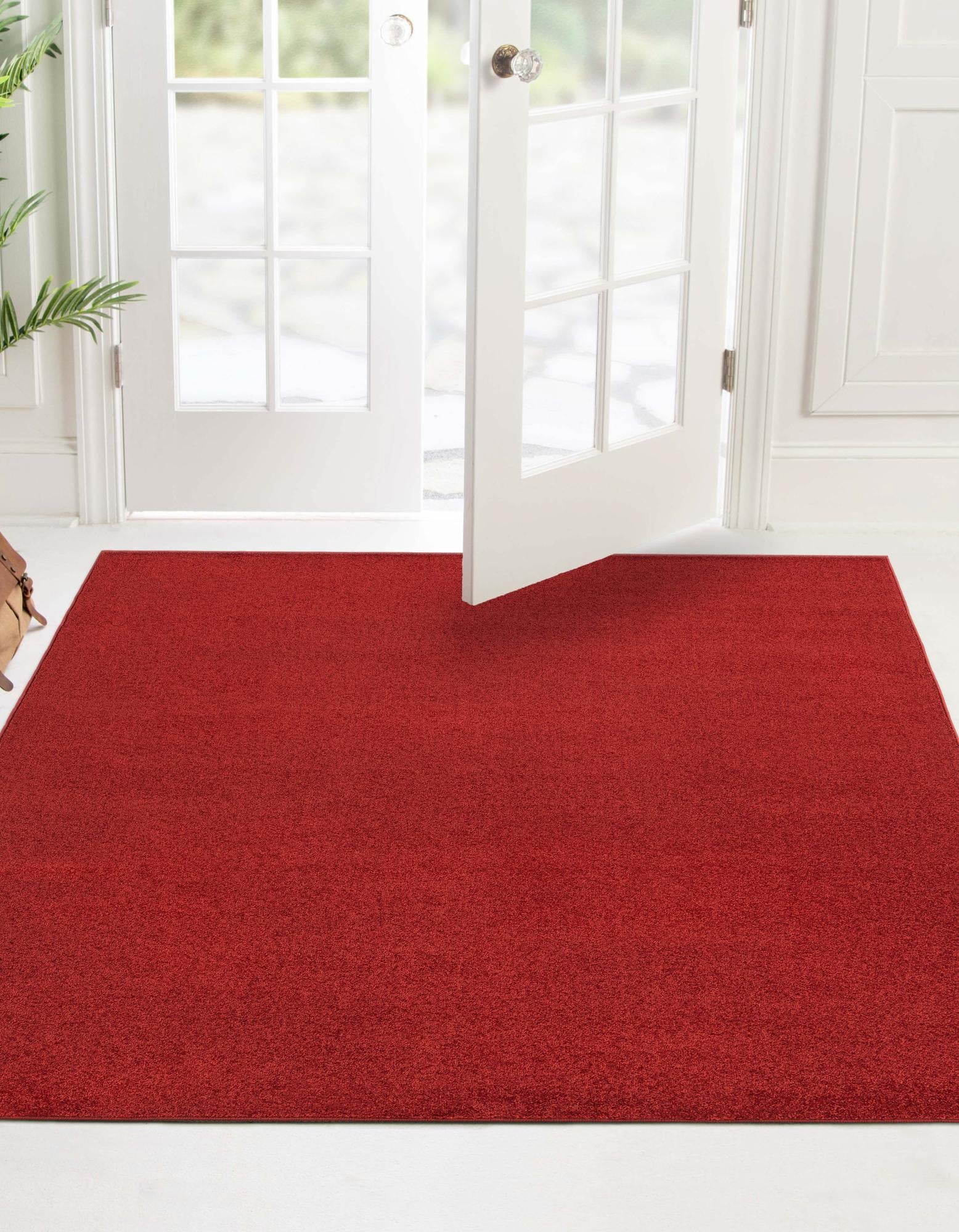 Everyday Solid Collection Rug 3 Ft Square Red Medium