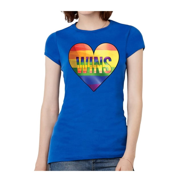 T-Shirt à Manches Courtes Love Wins Cœur pour Femmes - Royal - Petit
