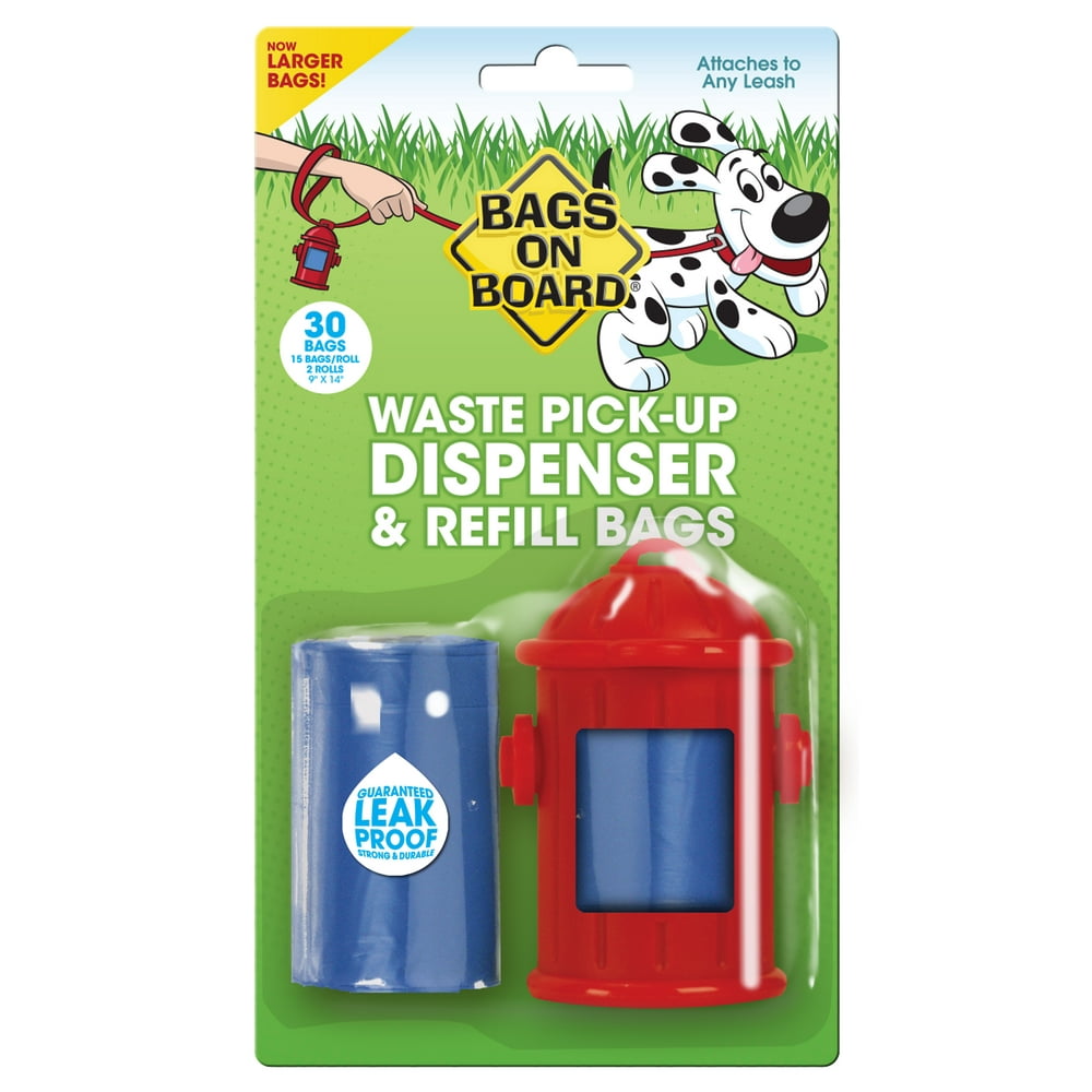 Bags on Board Fire Hydrant Dog Waste Bag Dispenser with 30 Refill Bags