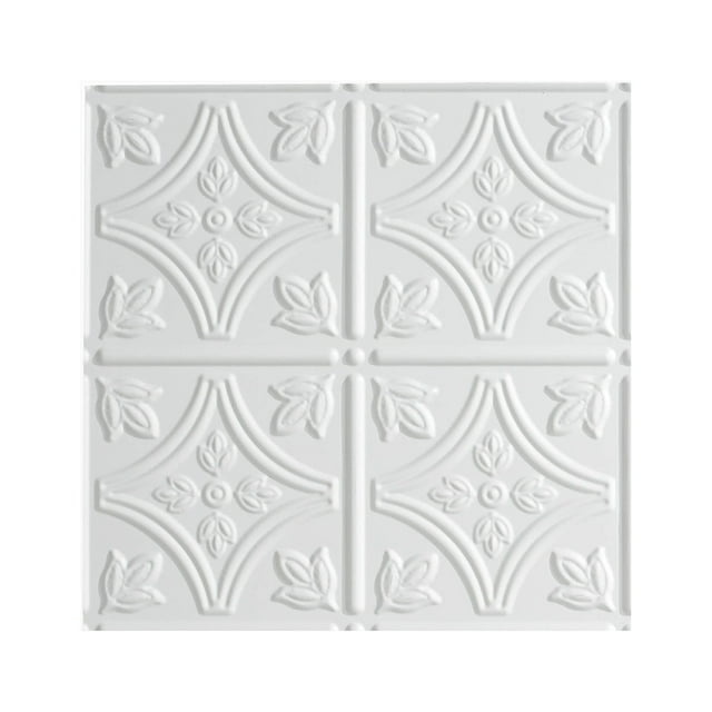 Fasade Easy Installation Traditional 1 Matte White Glue Up Ceiling Tile/ Ceiling Panel (12" X 12" Sample)
