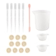 thumbnail image 1 of Silicone Measuring Cup Tool Kit Spatula Finger Gloves Pipettes Epoxy Resin Mixing Tool Set for Crafts 19pcs Tool Set， Pink, 1 of 14