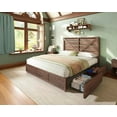 thumbnail image 6 of Merluxy King Size Farmhouse Bed Frame with Headboard, Wooden Storage Bedroom Furniture, Brown, 6 of 9