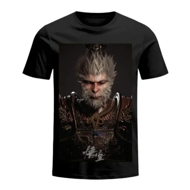 Camiseta holgada informal de manga corta con estampado de anime Myth Wukong de marca de moda estadounidense 2024, camiseta de gran tamaño para mujer, ropa retro Y2k