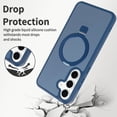 thumbnail image 2 of Asuwish Phone Case for Samsung Galaxy S25 FE 5G Tempered Glass Screen Protector Magnetic Folding Stand Frosted Translucent Rugged Shockproof Protective Cell Cover S 25 EF AI S25FE 25S Women Men Blue, 2 of 6