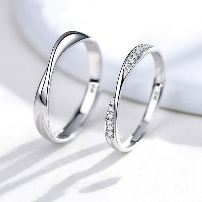 Buytra 1Pair Couple Ring Crystal Diamond Wedding Engagement