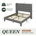 thumbnail image 2 of Amolife Queen Size Platform Bed Frame with Upholstered Velvet Wingback Slat Headboard & Built-In Charging Station, Grey, 2 of 9