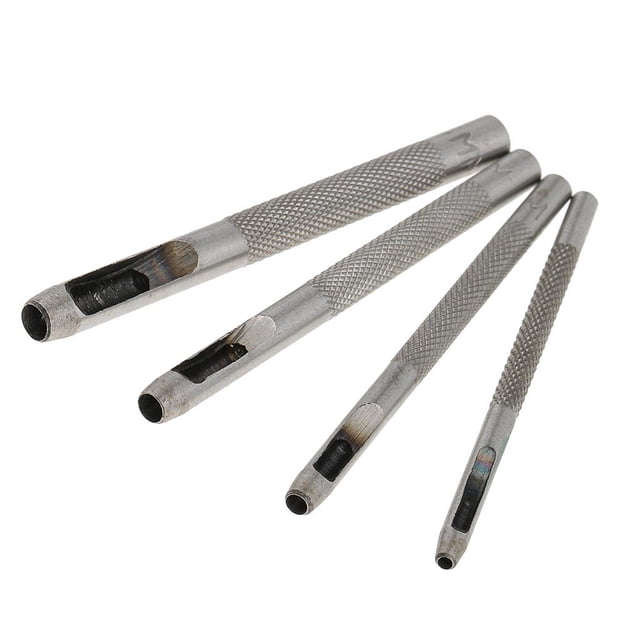 4x / Paquete de Herramientas de Perforación de Agujeros Kit de Artesanía en Cuero 2 + 3 + 4 + 5 Mm para Bolsa de Cinturón